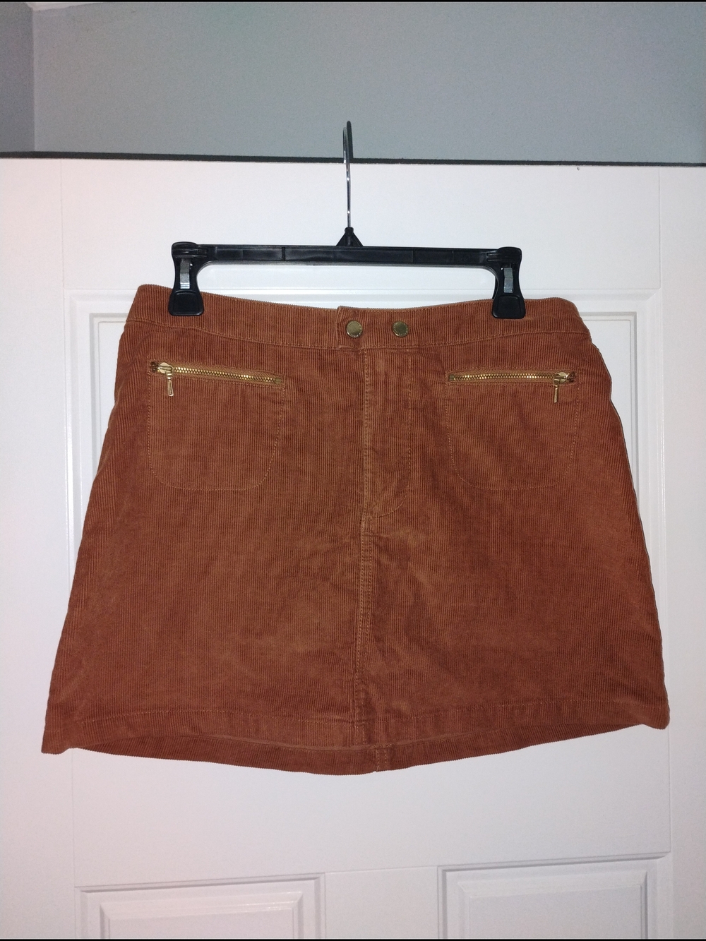 Abercrombie & Fitch Rust Corduroy Mini Skirt with Gold Zippers